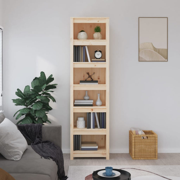 bogreol 50x35x183 cm massivt fyrretræ