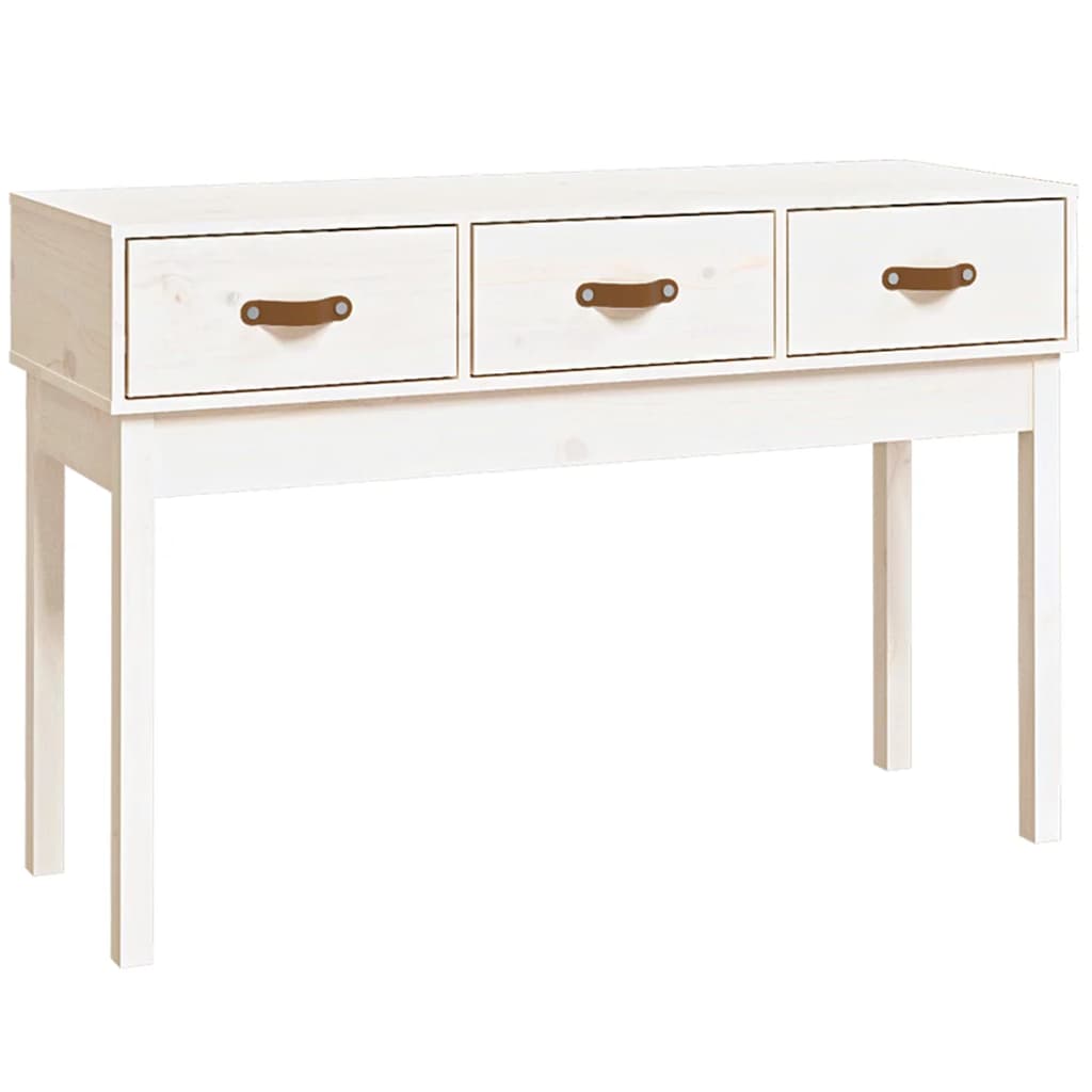 konsolbord 114x40x75 cm massivt fyrretræ hvid