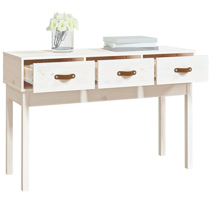 konsolbord 114x40x75 cm massivt fyrretræ hvid
