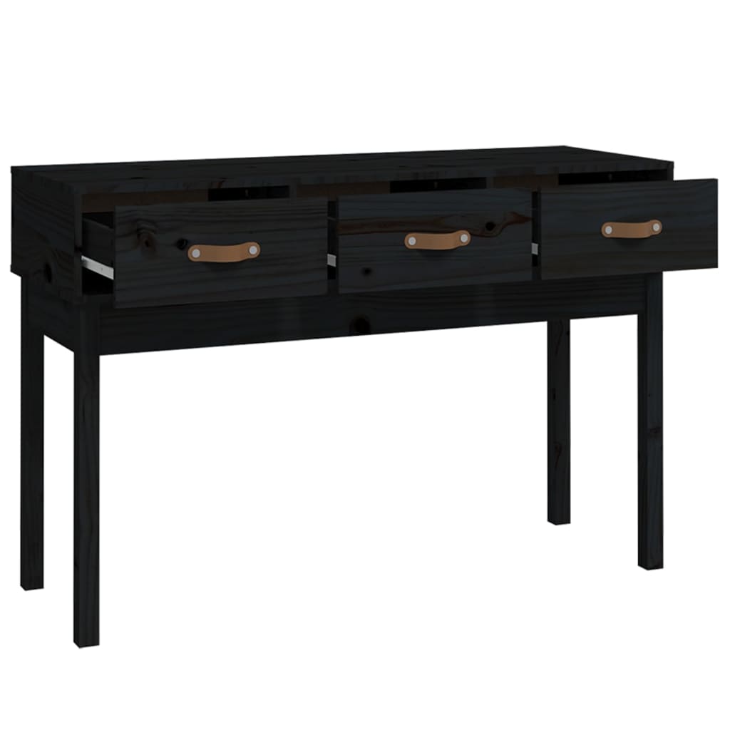 konsolbord 114x40x75 cm massivt fyrretræ sort