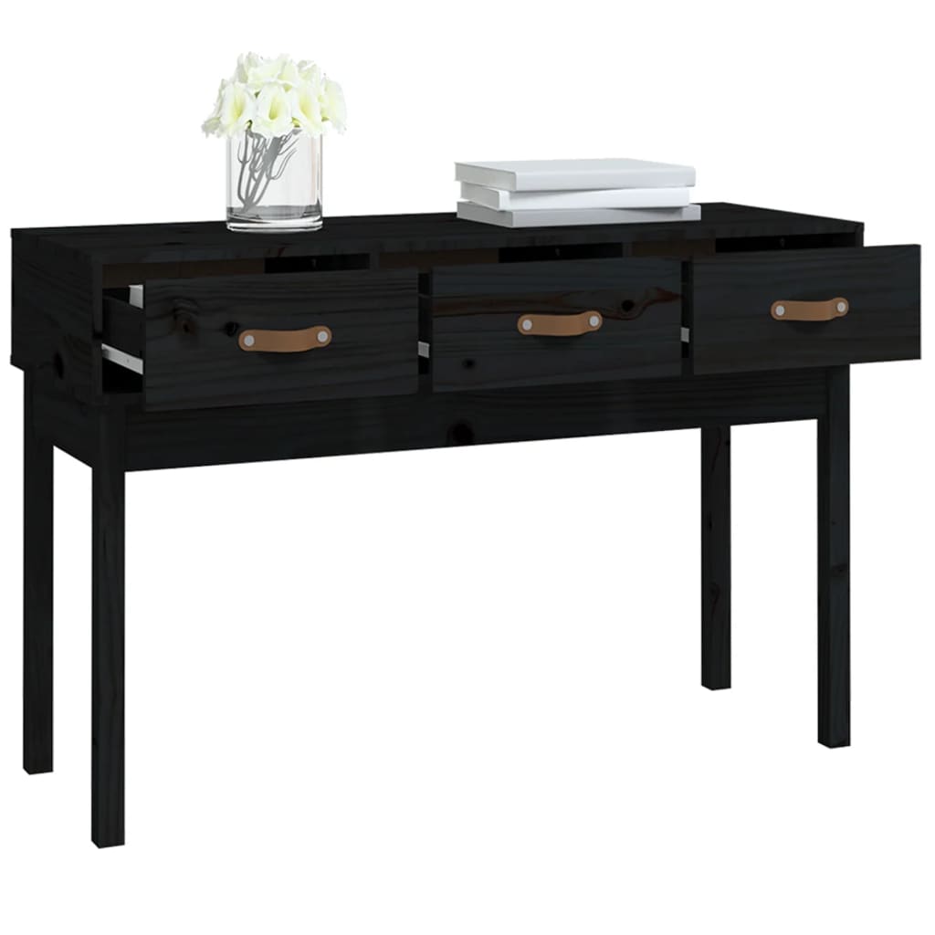 konsolbord 114x40x75 cm massivt fyrretræ sort