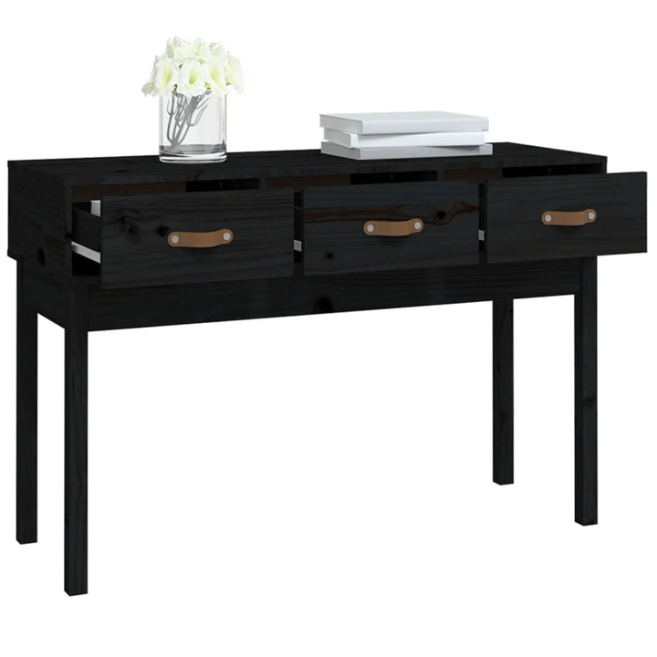 konsolbord 114x40x75 cm massivt fyrretræ sort