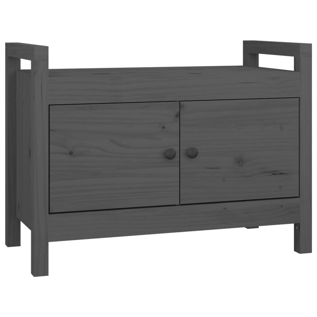 entrébænk 80x40x60 cm massivt fyrretræ grå