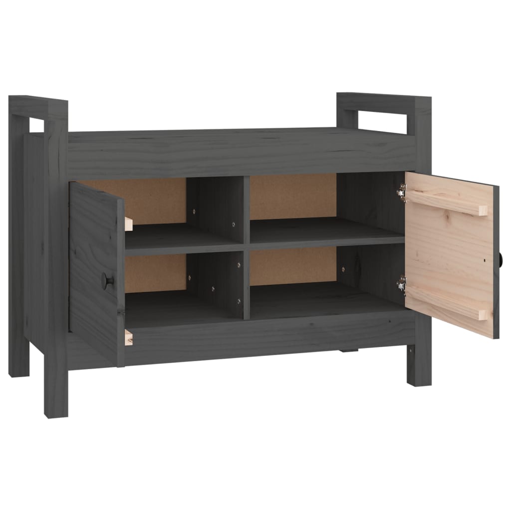 entrébænk 80x40x60 cm massivt fyrretræ grå
