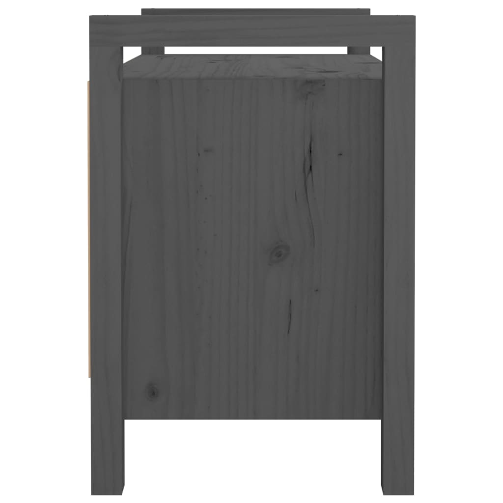 entrébænk 80x40x60 cm massivt fyrretræ grå
