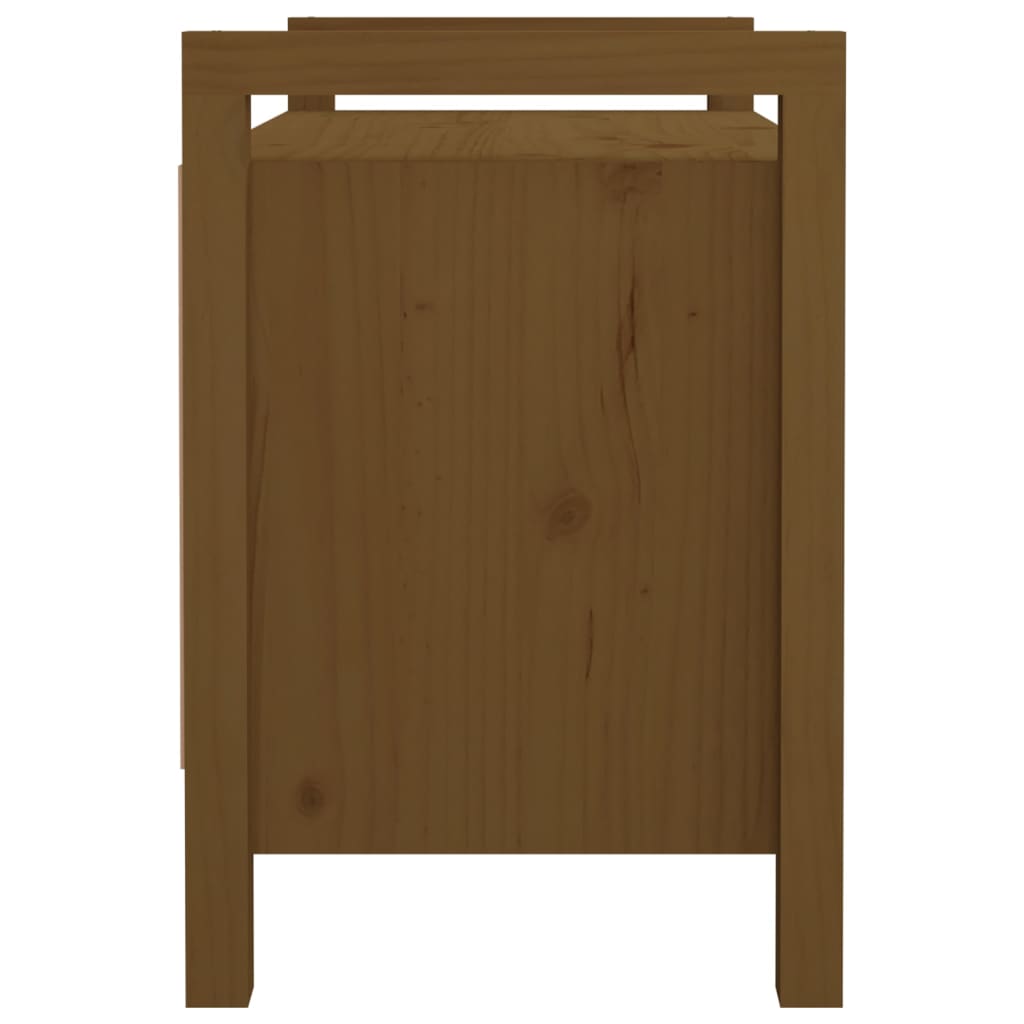 entrébænk 80x40x60 cm massivt fyrretræ gyldenbrun