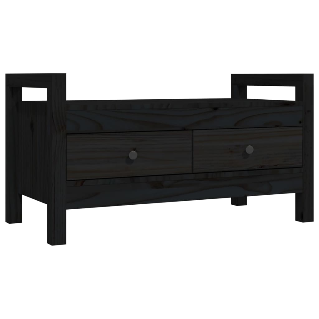 entrébænk 80x40x43 cm massivt fyrretræ sort