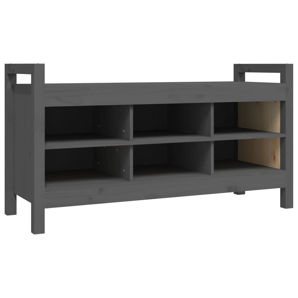 entrébænk 110x40x60 cm massivt fyrretræ grå