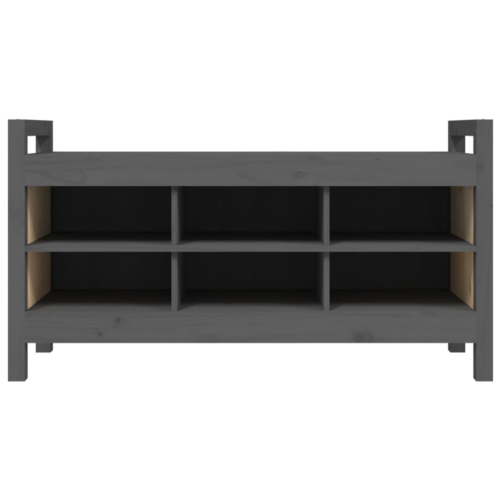 entrébænk 110x40x60 cm massivt fyrretræ grå