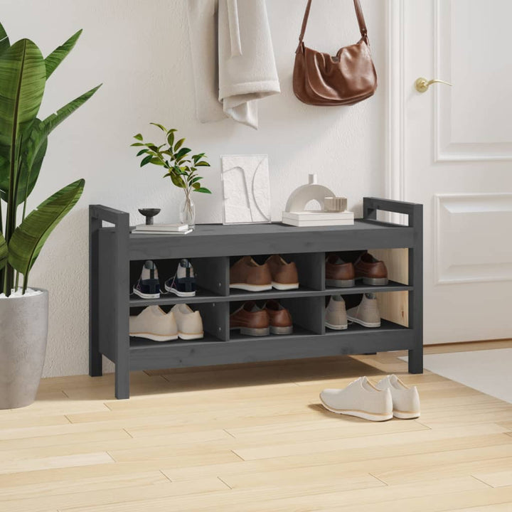 entrébænk 110x40x60 cm massivt fyrretræ grå