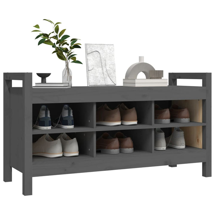 entrébænk 110x40x60 cm massivt fyrretræ grå