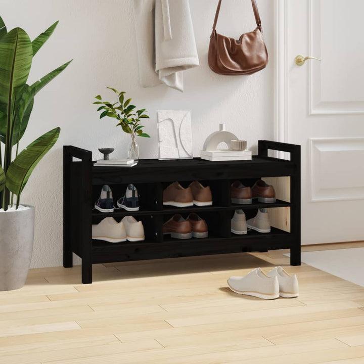 entrébænk 110x40x60 cm massivt fyrretræ sort