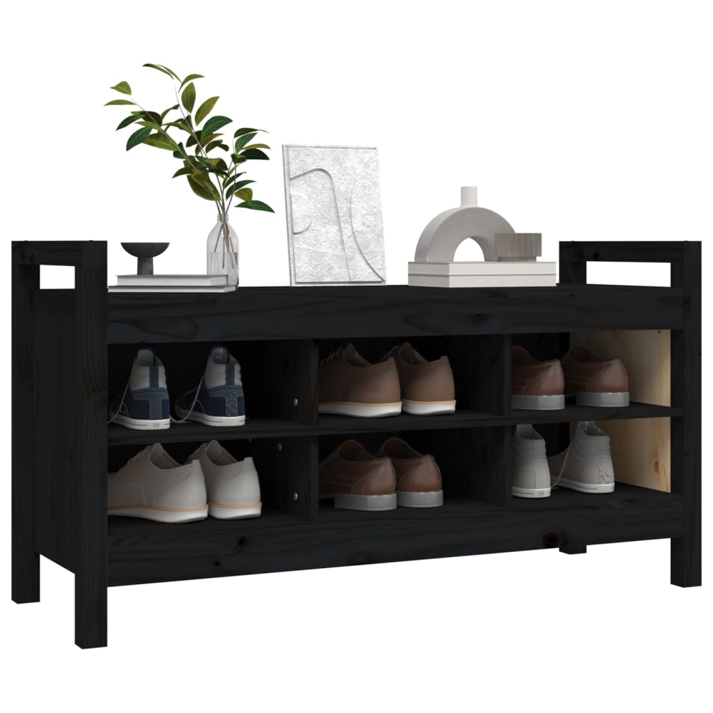 entrébænk 110x40x60 cm massivt fyrretræ sort