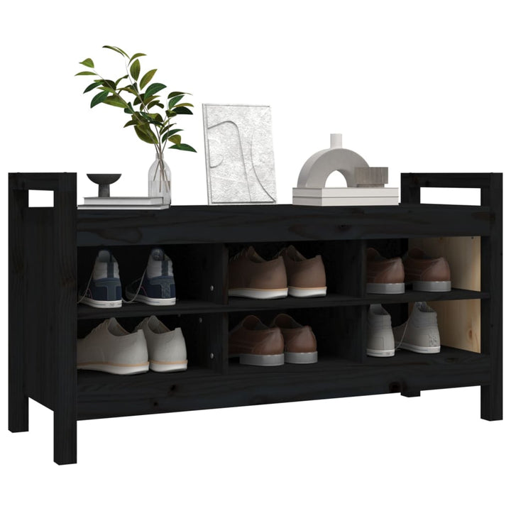 entrébænk 110x40x60 cm massivt fyrretræ sort