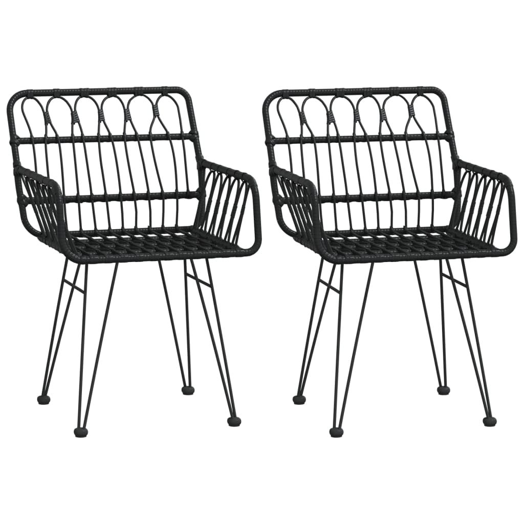 havestole 2 stk. med armlæn 56x64x80 cm polyrattan sort