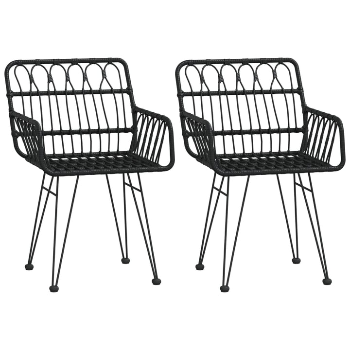 havestole 2 stk. med armlæn 56x64x80 cm polyrattan sort