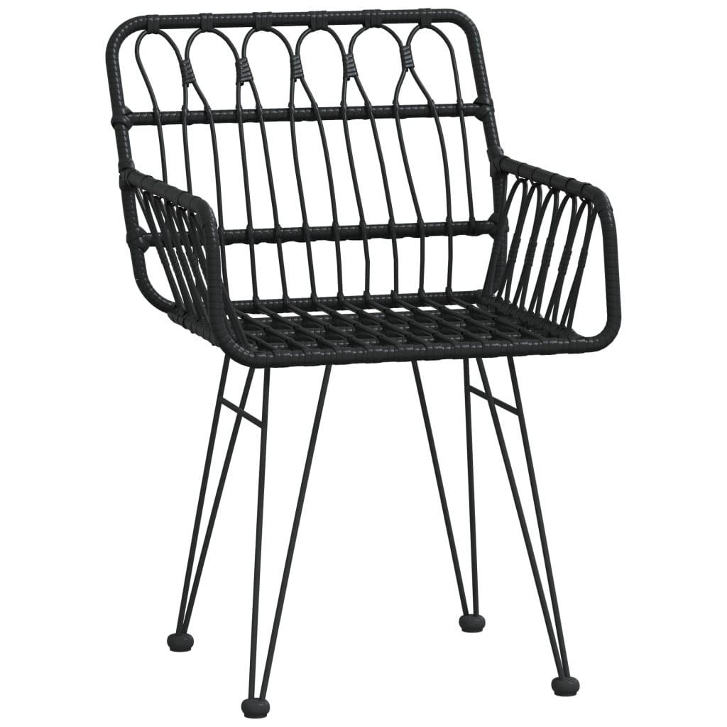 havestole 2 stk. med armlæn 56x64x80 cm polyrattan sort