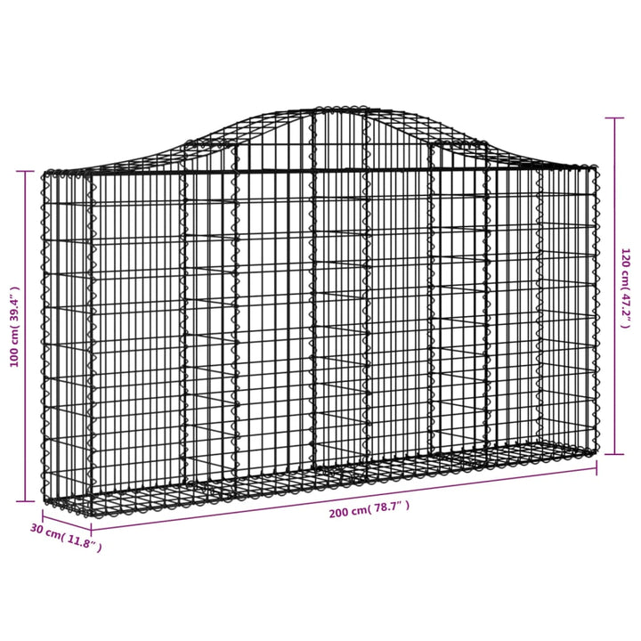 buede gabionkurve 10 stk. 200x30x100/120 cm galvaniseret jern