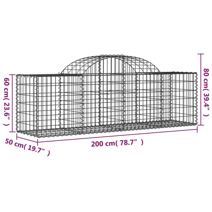 buede gabionkurve 10 stk. 200x50x60/80 cm galvaniseret jern