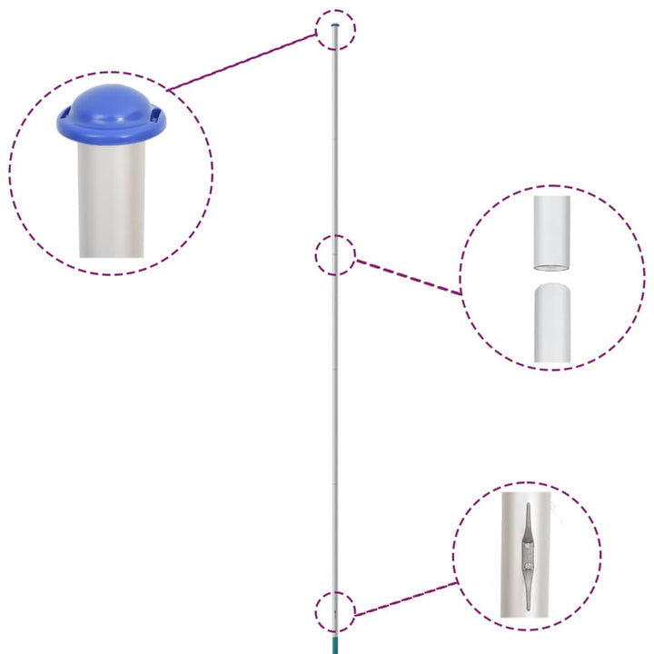 Europaflag og flagstang 6,23 m aluminium