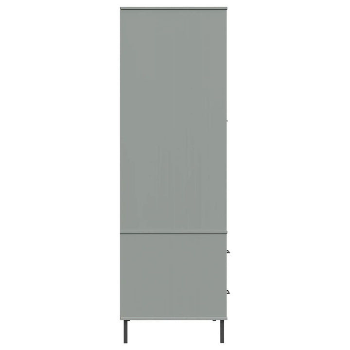 klædeskab med metalben OSLO 90x55x172,5 cm massivt træ grå