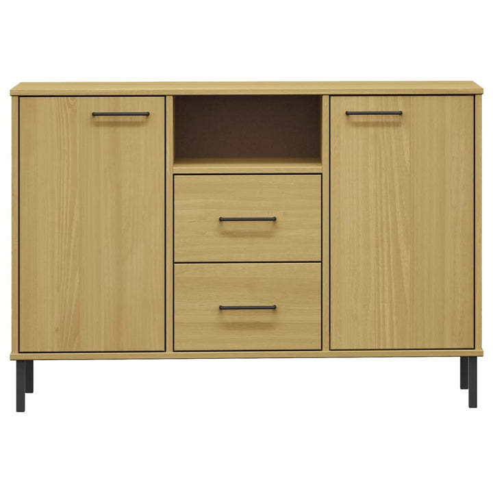 skænk med metalben OSLO 113x40x77 cm massivt træ brun