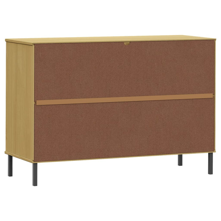 skænk med metalben OSLO 113x40x77 cm massivt træ brun