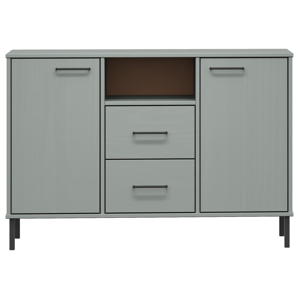 skænk med metalben OSLO 113x40x77 cm massivt træ grå