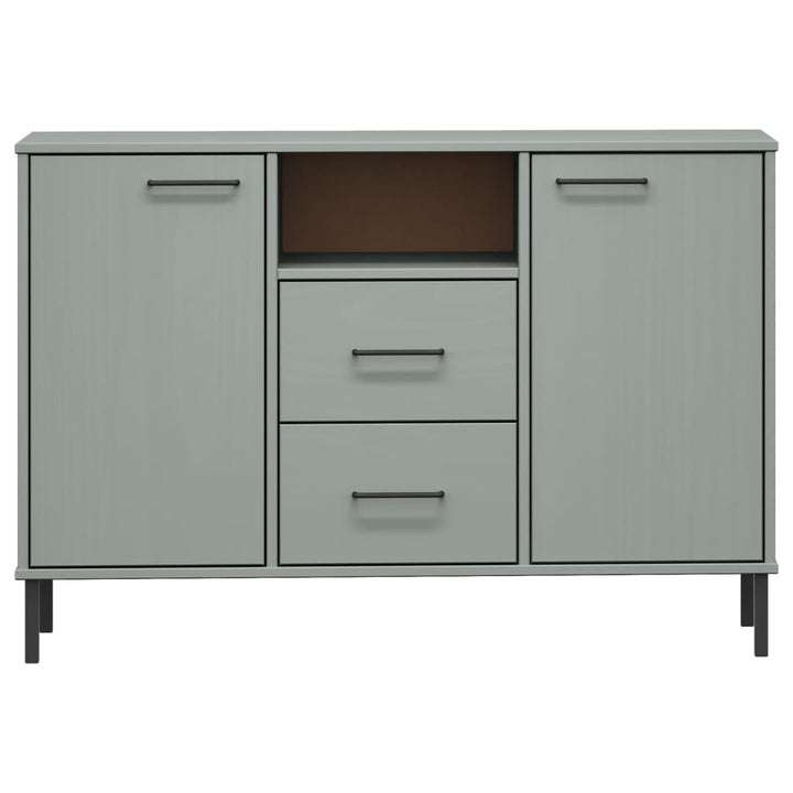 skænk med metalben OSLO 113x40x77 cm massivt træ grå