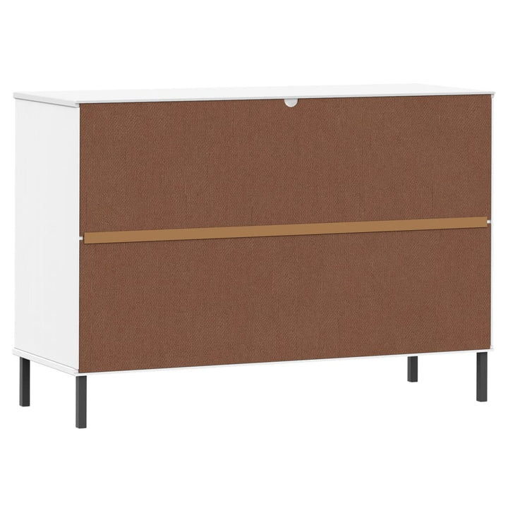 skænk med metalben OSLO 113x40x77 cm massivt træ hvid