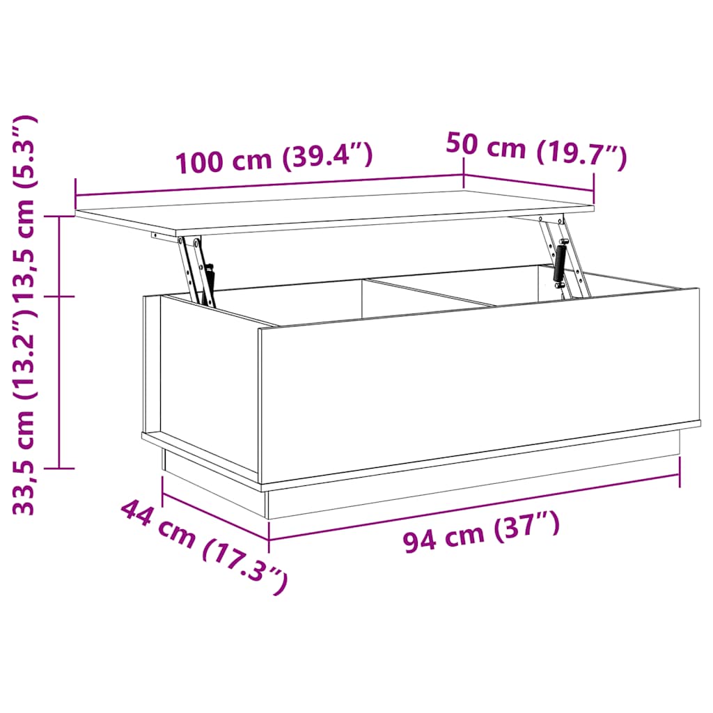 sofabord 100x50x35 cm massivt fyrretræ