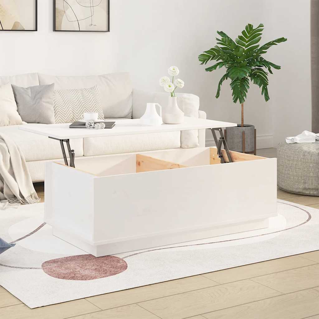 sofabord 100x50x35 cm massivt fyrretræ hvid