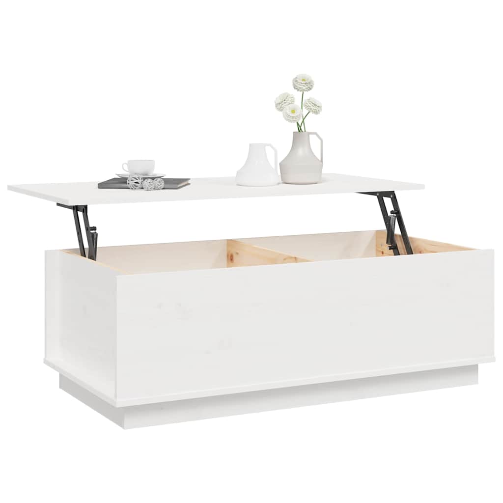 sofabord 100x50x35 cm massivt fyrretræ hvid