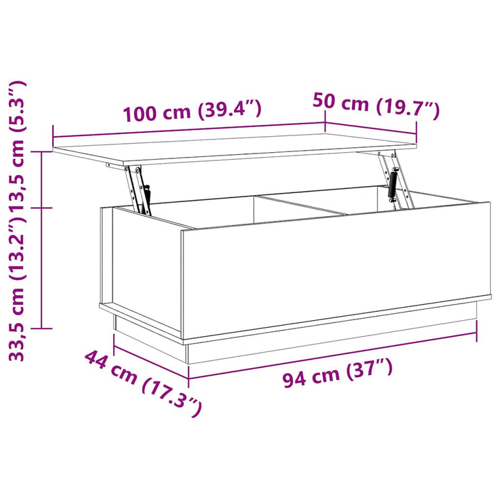 sofabord 100x50x35 cm massivt fyrretræ hvid