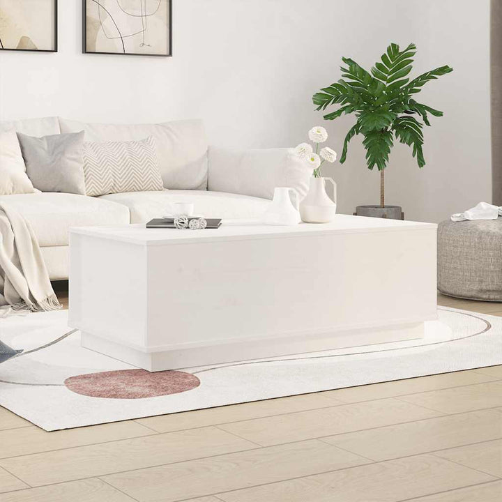 sofabord 100x50x35 cm massivt fyrretræ hvid