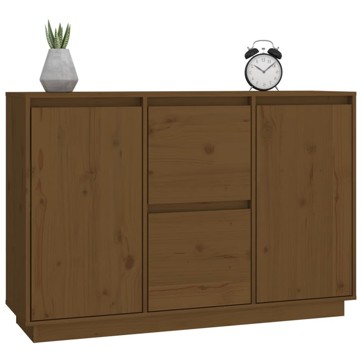 skænk 111x34x75 cm massivt fyrretræ gyldenbrun