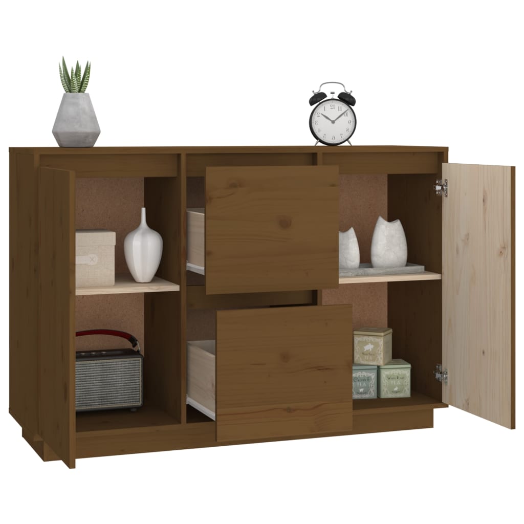 skænk 111x34x75 cm massivt fyrretræ gyldenbrun