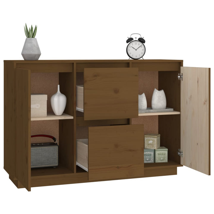 skænk 111x34x75 cm massivt fyrretræ gyldenbrun