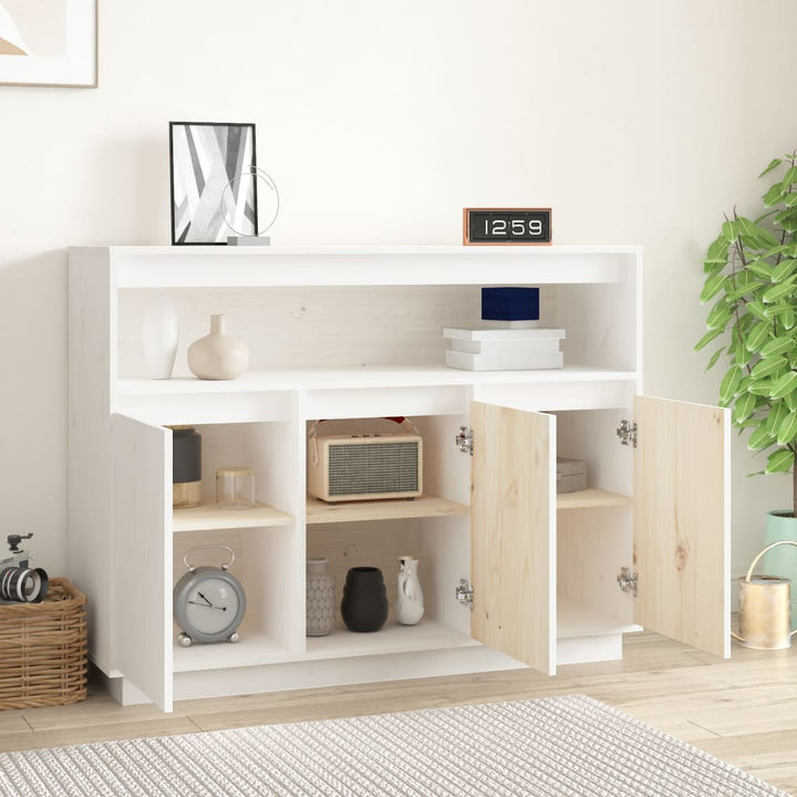 skænk 104,5x34x80 cm massivt fyrretræ hvid