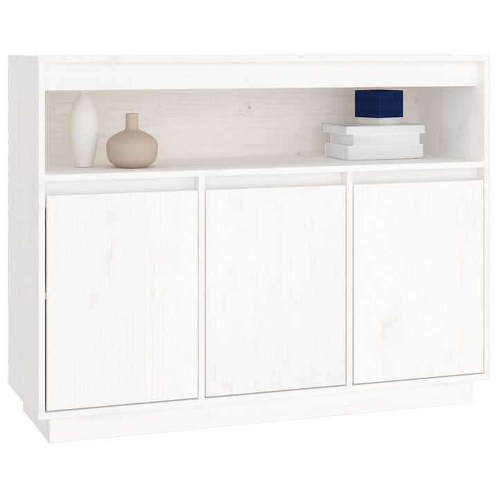 skænk 104,5x34x80 cm massivt fyrretræ hvid