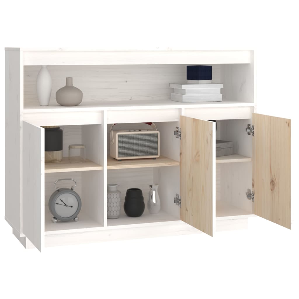 skænk 104,5x34x80 cm massivt fyrretræ hvid