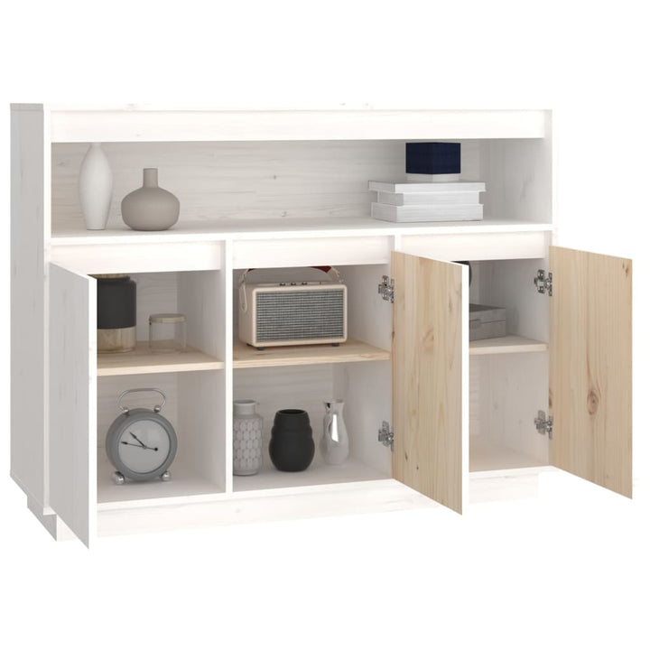 skænk 104,5x34x80 cm massivt fyrretræ hvid