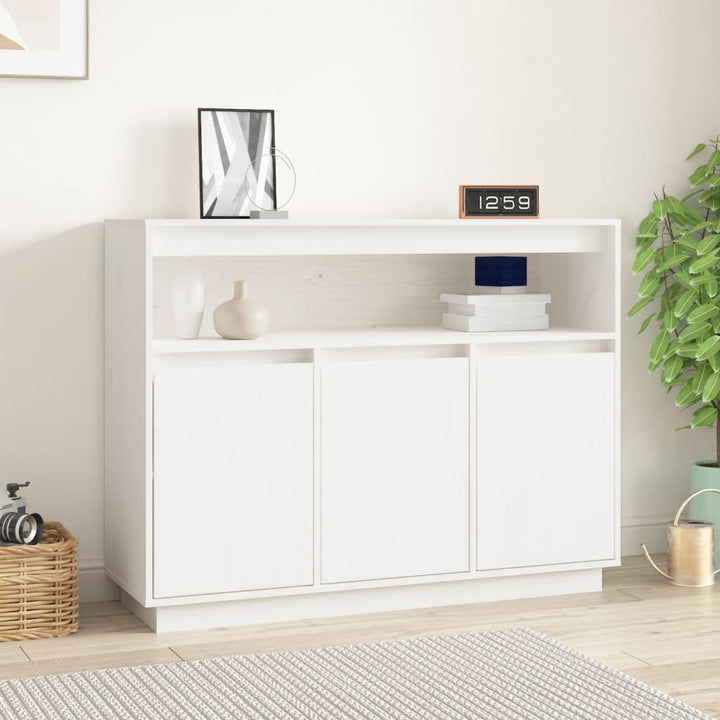 skænk 104,5x34x80 cm massivt fyrretræ hvid