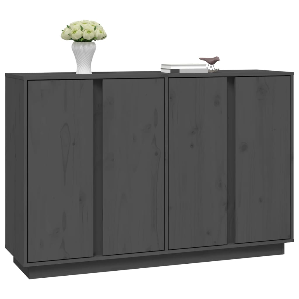 skænk 120x35x80 cm massivt fyrretræ grå