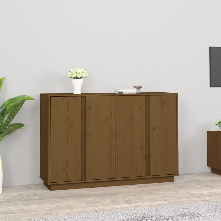 skænk 120x35x80 cm massivt fyrretræ gyldenbrun
