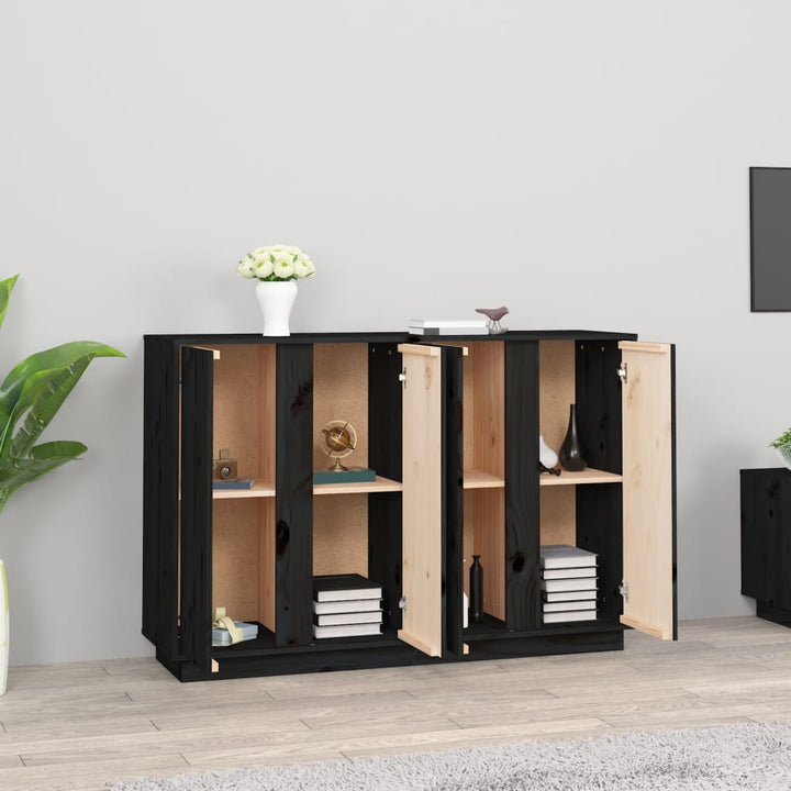 skænk 120x35x80 cm massivt fyrretræ sort
