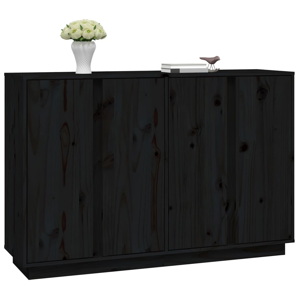 skænk 120x35x80 cm massivt fyrretræ sort