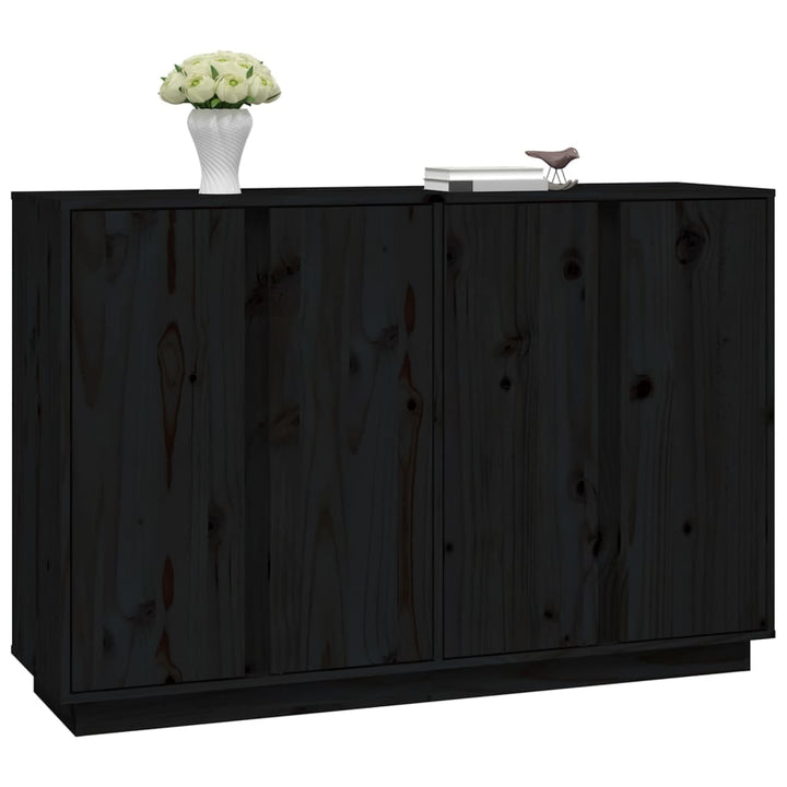 skænk 120x35x80 cm massivt fyrretræ sort