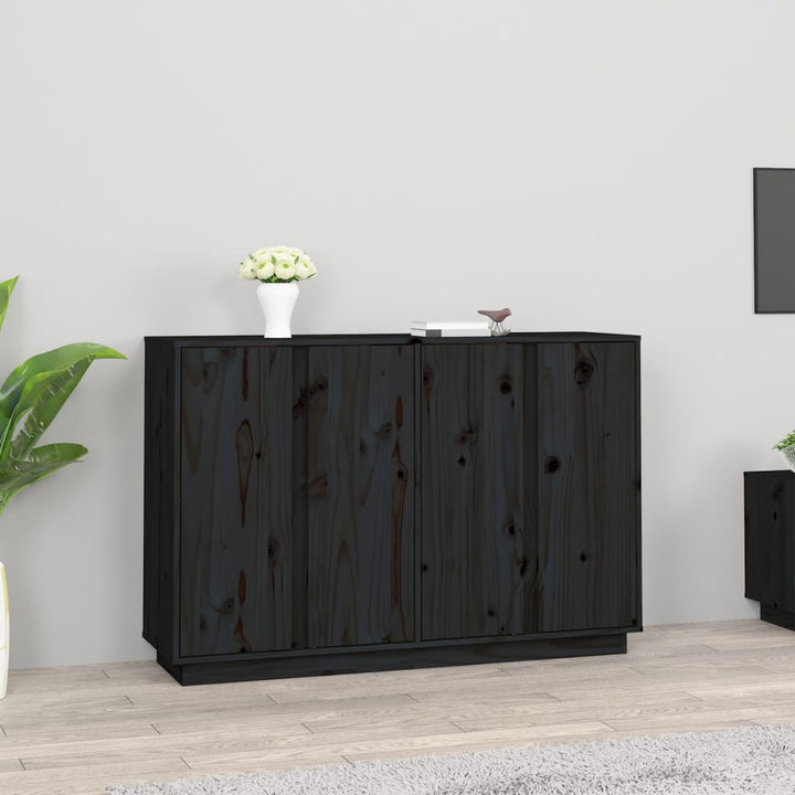 skænk 120x35x80 cm massivt fyrretræ sort