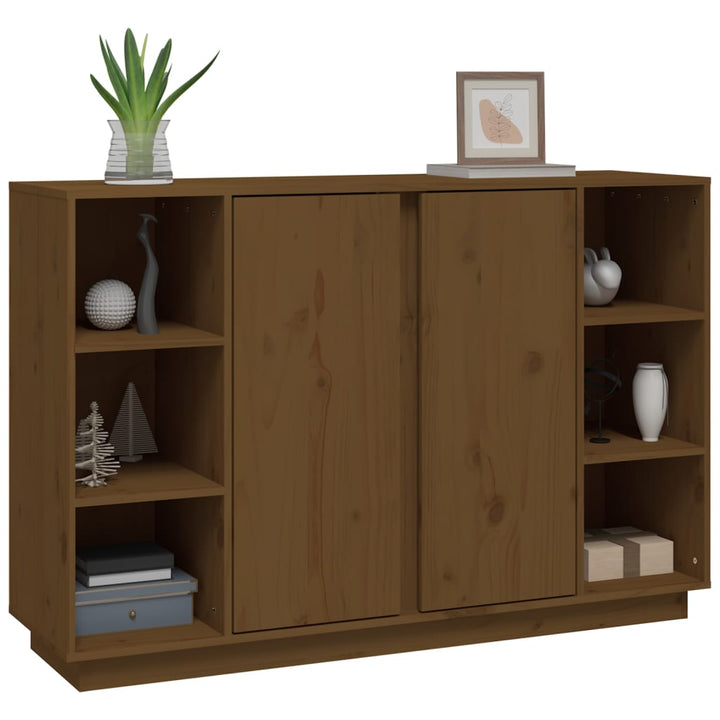 skænk 120x35x80 cm massivt fyrretræ gyldenbrun